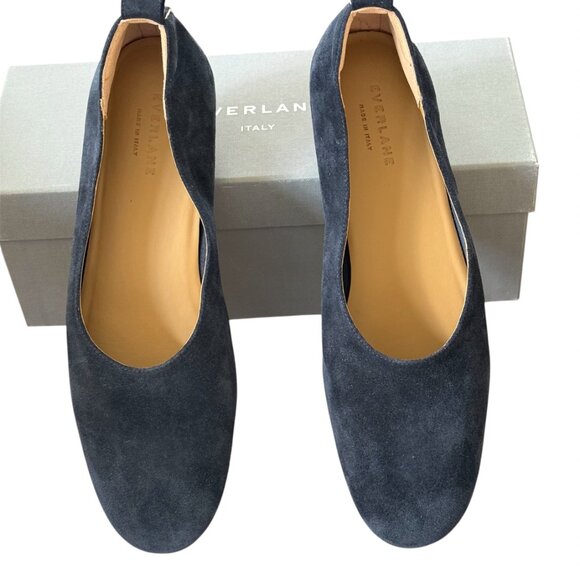 NIB Everlane The Day Glove Flat Heel Woman's sz 11 Suede Navy Blue Narrow Fit - Picture 2 of 12